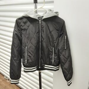 Fashion Nova Kids Black and Gray Quilted Puffer Jacket